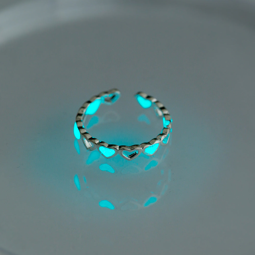 Mogna Mart™ Glow-in-the-Dark Silver Heart Adjustable Ring