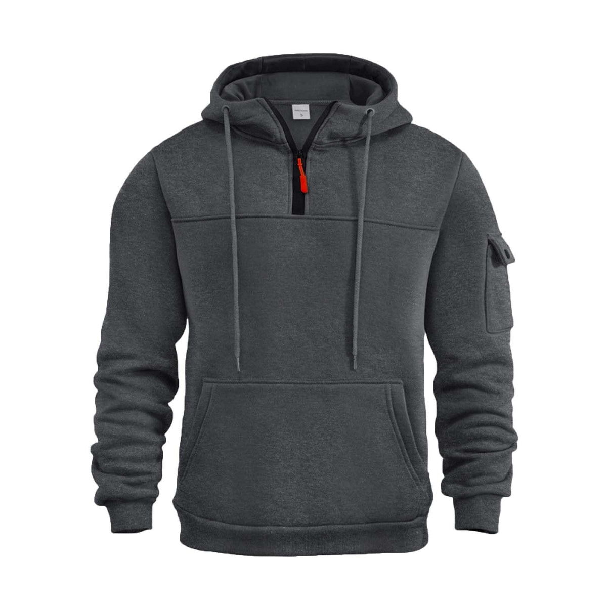 Mogna Mart™ Men’s Tactical Quarter-Zip Fleece Pullover Hoodie with Sleeve Pocket