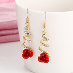 Mogna Mart™ Red Rose Crystal Spiral Drop Earrings