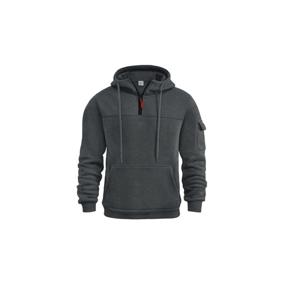 Mogna Mart™ Men’s Tactical Quarter-Zip Fleece Pullover Hoodie with Sleeve Pocket