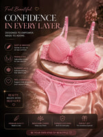 Mogna Mart™ Floral Lace Lingerie Set – Push-Up Bra & Matching Panty