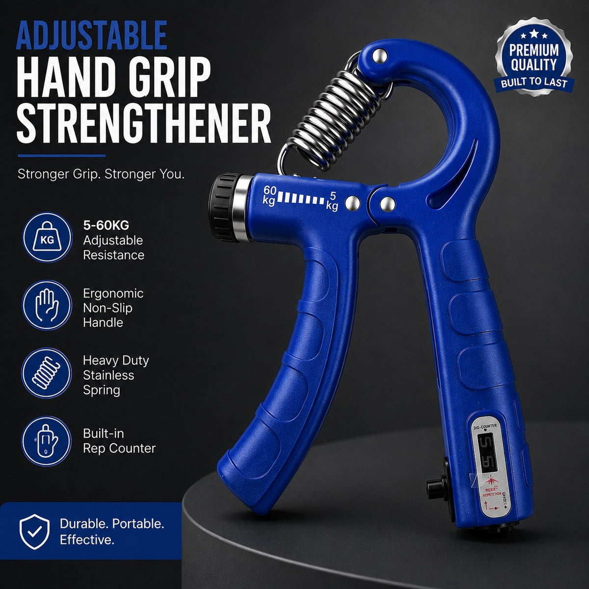 Mogna Mart™ Adjustable Hand Grip Strengthener with Built-in Rep Counter