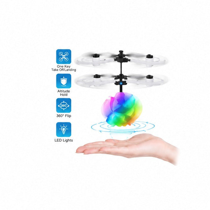 MognaMart™ RC Flying Ball Drone – Infrared Hand Induction Helicopter Toy with LED Disco Lights