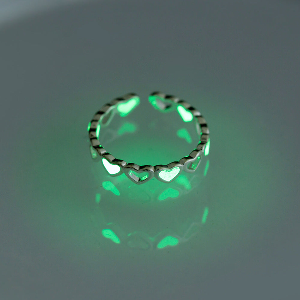 Mogna Mart™ Glow-in-the-Dark Silver Heart Adjustable Ring