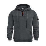 Mogna Mart™ Men’s Tactical Quarter-Zip Fleece Pullover Hoodie with Sleeve Pocket