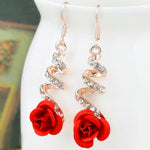 Mogna Mart™ Red Rose Crystal Spiral Drop Earrings
