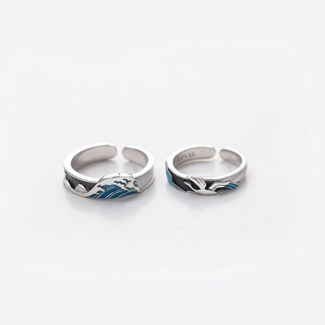 Mogna Mart™ Ocean Wave & Flying Bird Matching Couple Rings Set