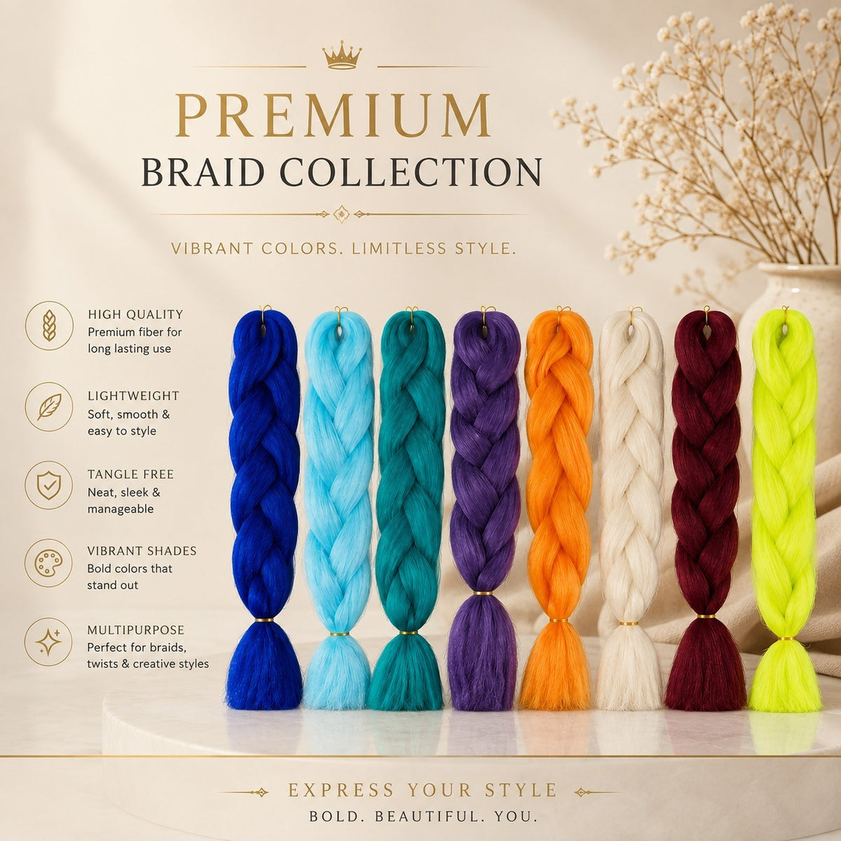 Mogna Mart™ Synthetic Braiding Hair Extensions – Jumbo Braid Set