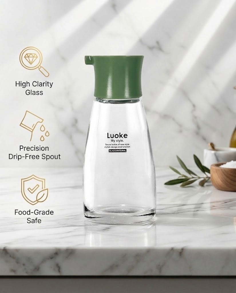 MognaMart™ Glass Oil and Sauce Dispenser Bottle with Drip-Free Spout