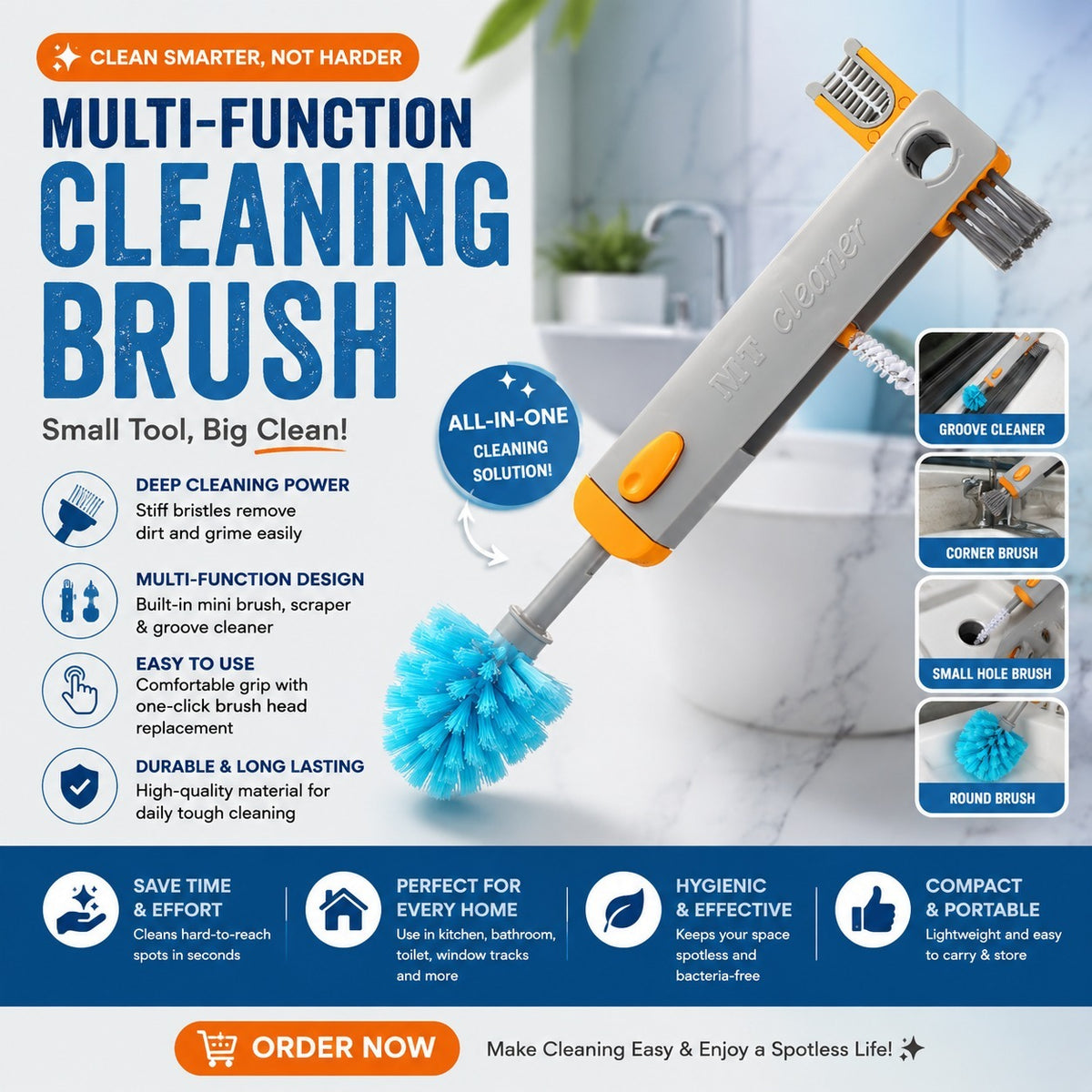 MognaMart™ Multi-Function Cleaning Brush – All-in-One Crevice & Groove Cleaner