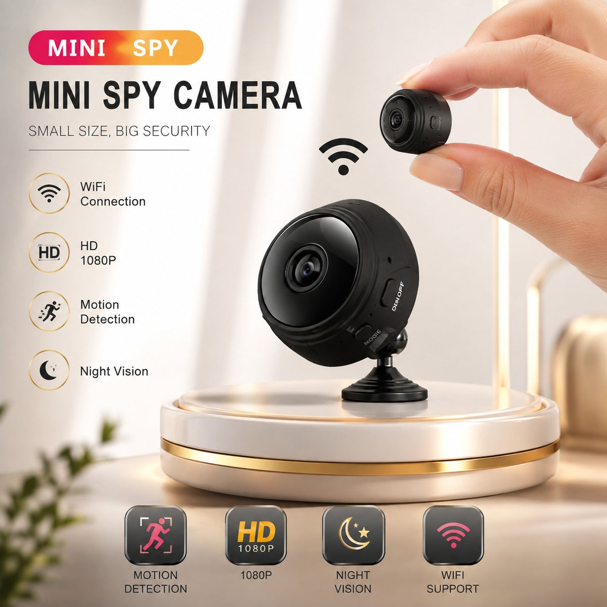 MognaMart™ X5 Mini Wireless Security Camera – HD 1080P WiFi Spy Cam with Night Vision & Motion Detection