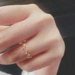 Mogna Mart™ Dainty Gold Floral Vine Crystal Ring